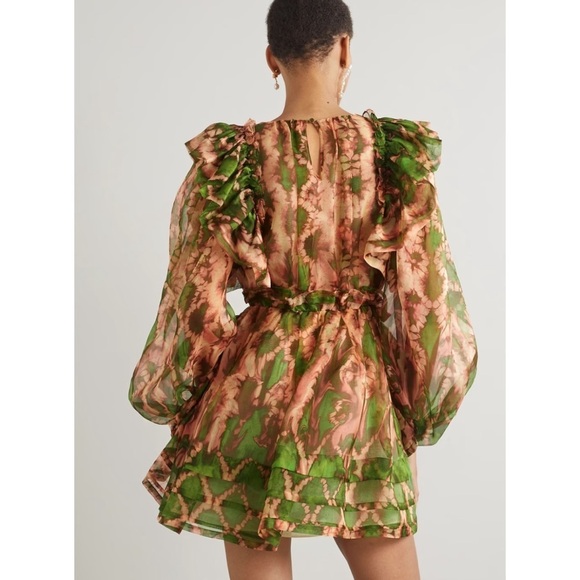 ULLA JOHNSON Adelaide ruffled printed silk-organza mini dress - Picture 3 of 8